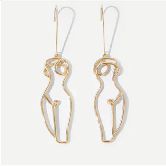 LAST SET Wire Sculpted Nude Lady Gold Earring - Picture 3 of 4